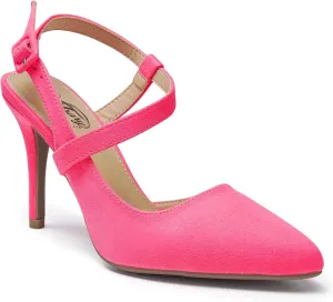 Trary Womens High Heels Pointed Toe Slingback Heels for Women Sexy Stiletto Heels Buckle Ankle Strap Closed Toe Office Party Prom Wedding Dress Pumps Shoes