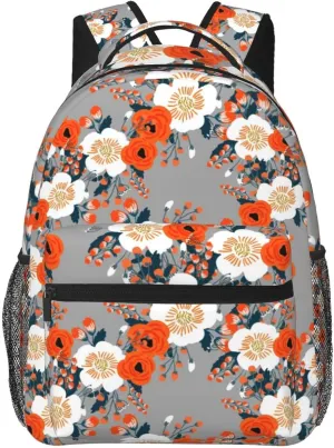 Travel Laptop Backpack Rose Poppies Flower Lightweight College Backapck Unisex Multipurpose Casual Daypack for Women Men Adult Hiking Traveling Camping