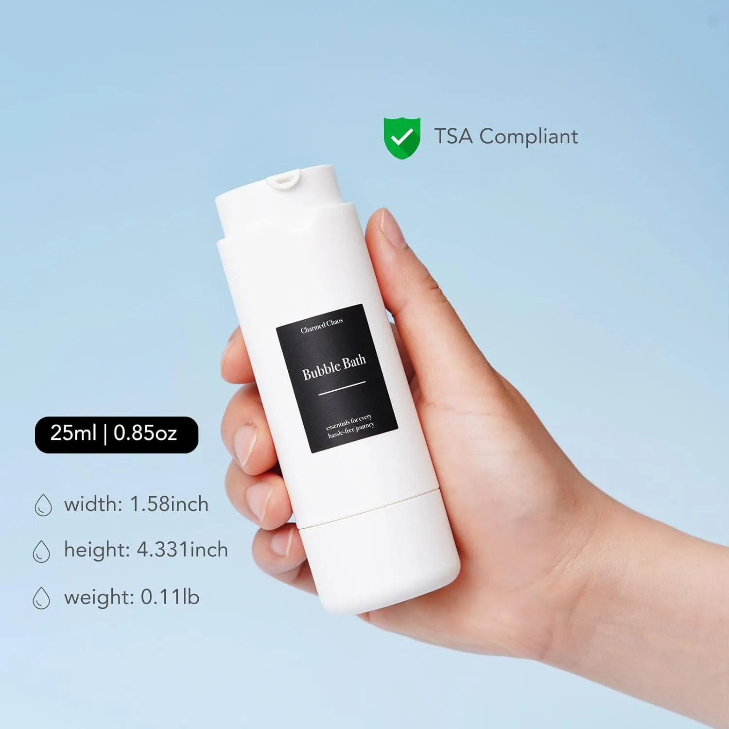 Travel Toiletries Bottles, Airless Pump Travel Bottles Leak Proof, TSA Approved BPA Free Refillable Travel Liquid Containers Set Minimalist Style (White, 0.85 oz)