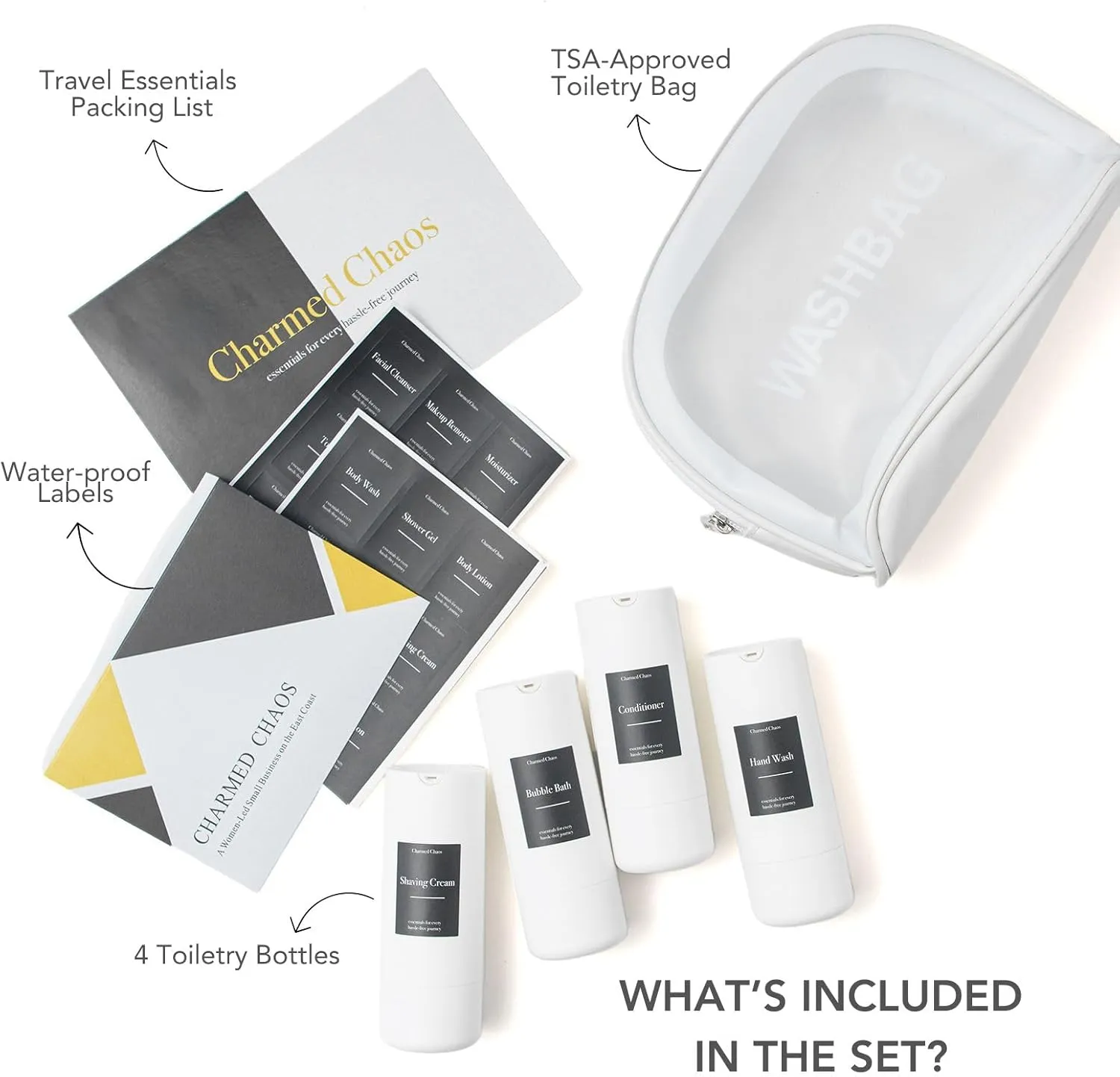 Travel Toiletries Bottles, Airless Pump Travel Bottles Leak Proof, TSA Approved BPA Free Refillable Travel Liquid Containers Set Minimalist Style (White, 0.85 oz)