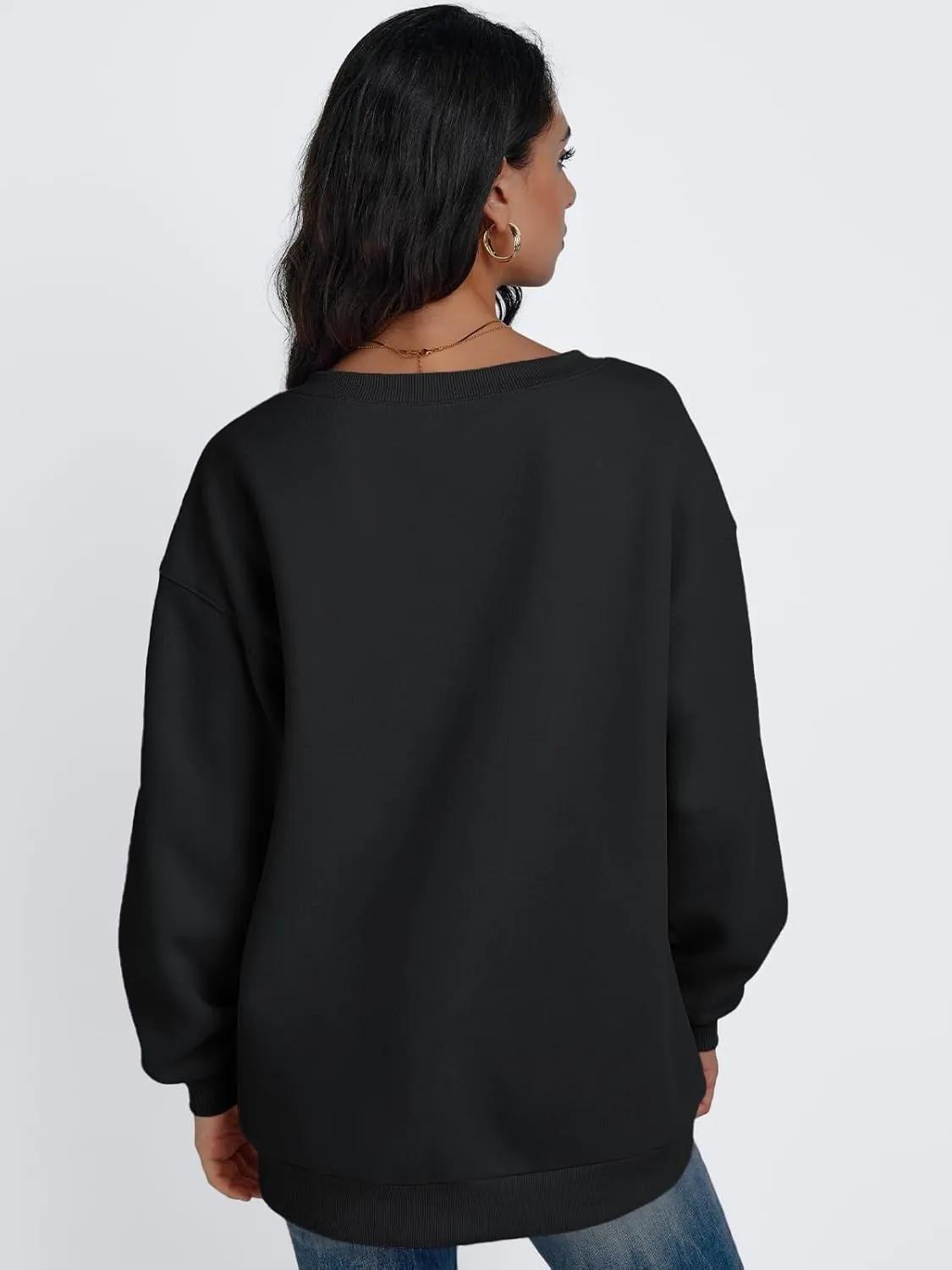 Trendy Queen Womens Oversized Sweatshirts Hoodies Fall Fashion 2024 Outfits Winter Clothes Sweaters Preppy V Neck Teen Girls