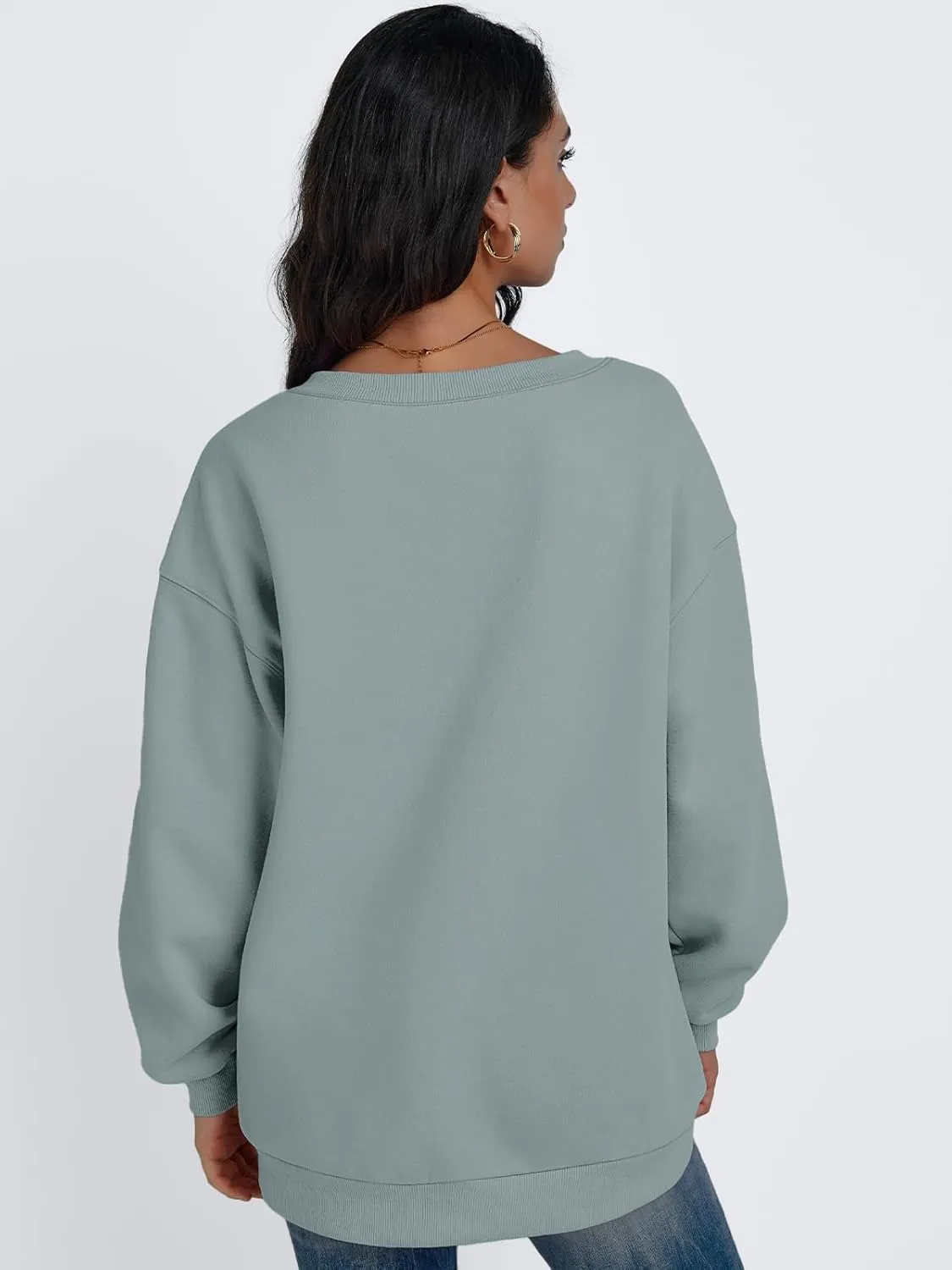 Trendy Queen Womens Oversized Sweatshirts Hoodies Fall Fashion 2024 Outfits Winter Clothes Sweaters Preppy V Neck Teen Girls