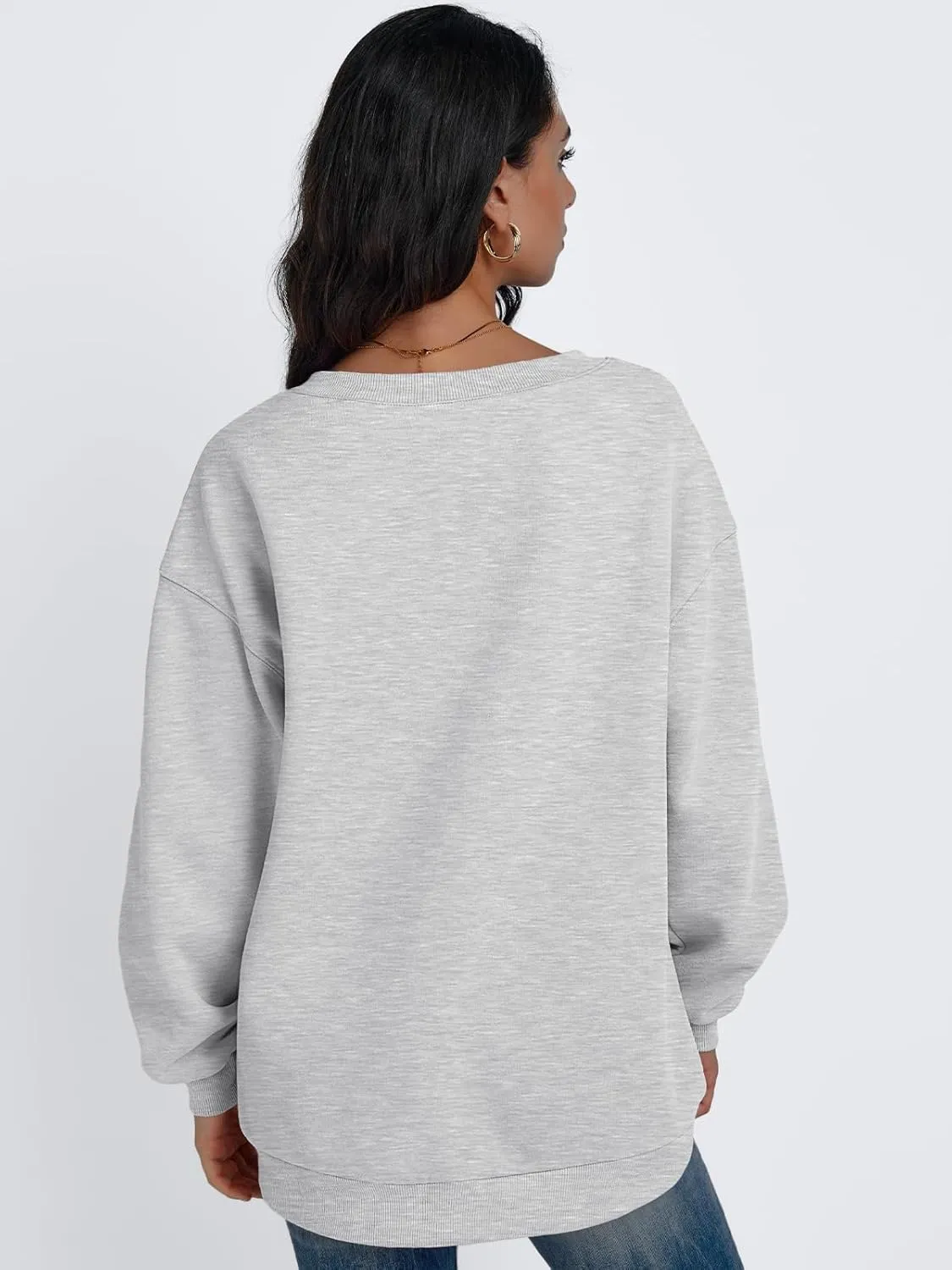 Trendy Queen Womens Oversized Sweatshirts Hoodies Fall Fashion 2024 Outfits Winter Clothes Sweaters Preppy V Neck Teen Girls