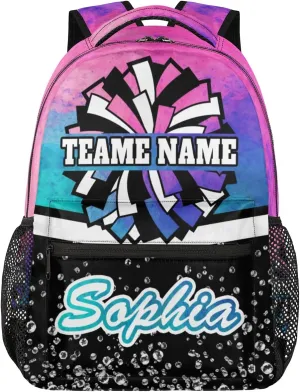 TropicalLife Custom Cheer Backpack for Cheerleader, Personalized Cheer Shoulder Bag with Name, Cheerleading Gifts for Teams, Ink Pinks Blue