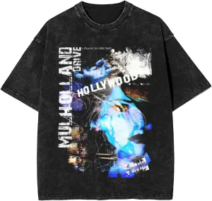 Tshirt Men Vintage Music Graphic Oversize Washed Streetwear Tee Tops