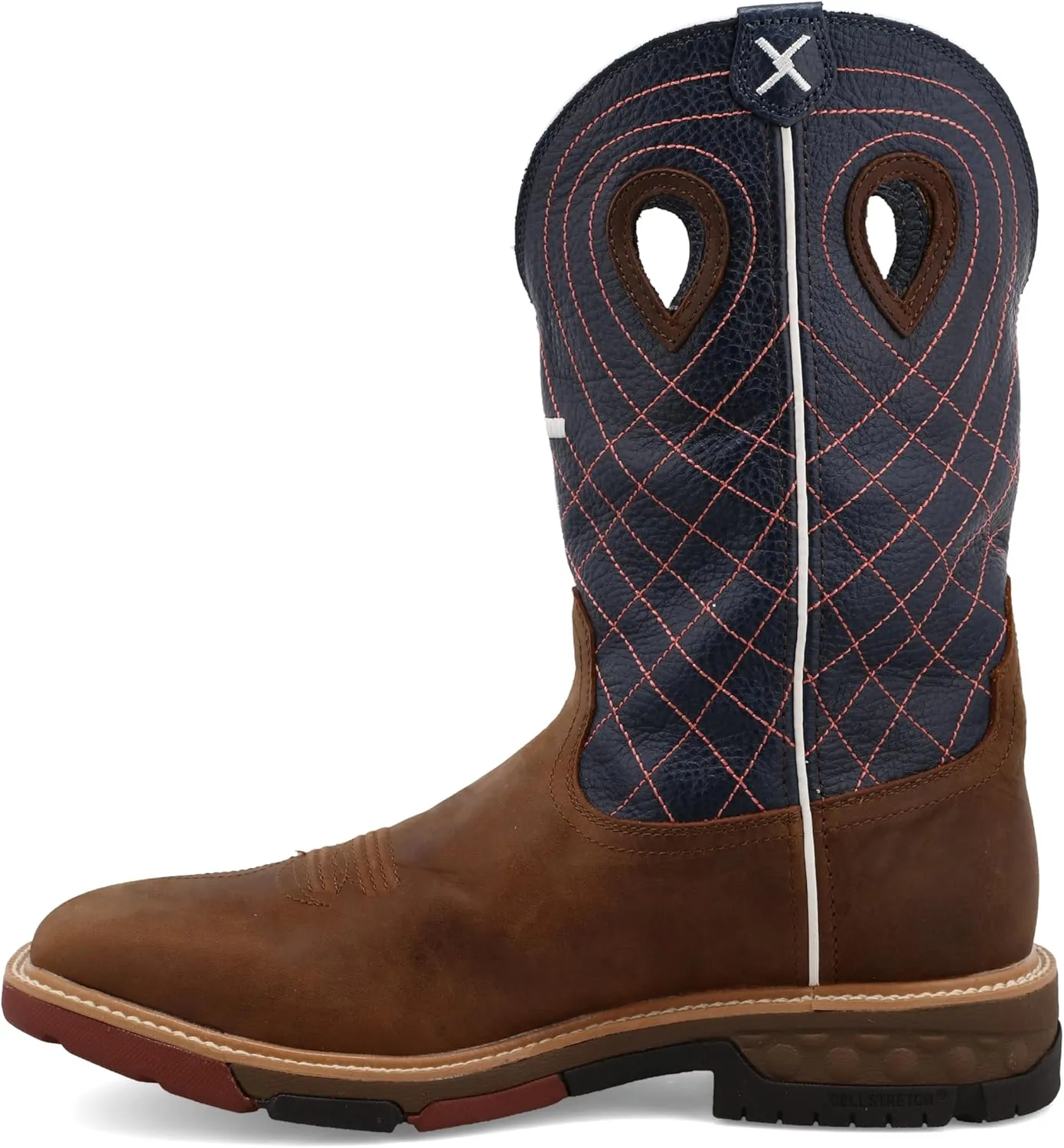 Twisted X Men's 12" Western Work Boot, Square Toe with CellStretch