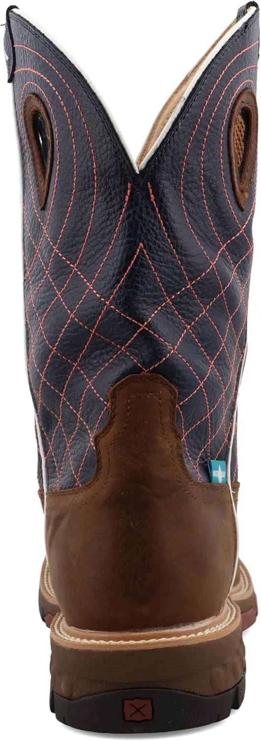 Twisted X Men's 12" Western Work Boot, Square Toe with CellStretch
