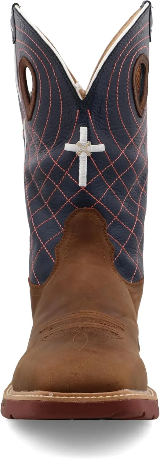 Twisted X Men's 12" Western Work Boot, Square Toe with CellStretch