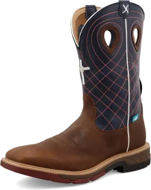 Twisted X Men's 12" Western Work Boot, Square Toe with CellStretch