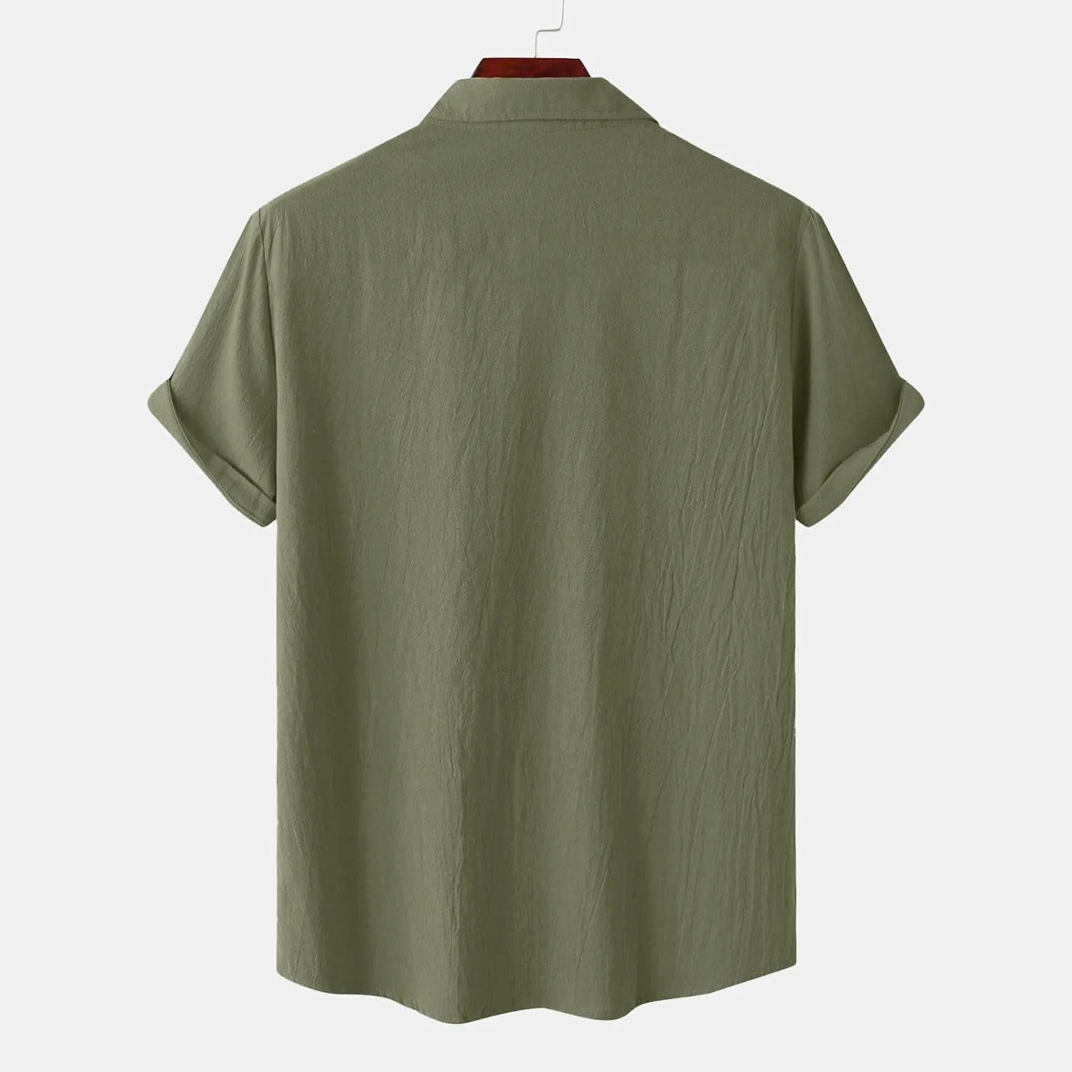 Uillui Cotton Linen Shirts Mens Short Sleeve Shirt Casual Lightweight Button Down Dress Shirts Vacation Beach Fishing Shirts