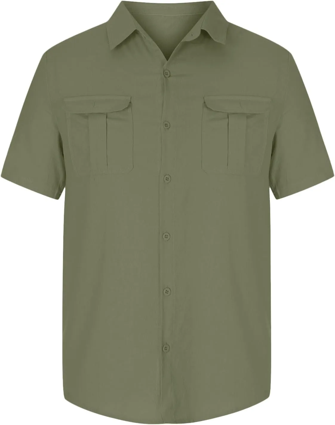 Uillui Cotton Linen Shirts Mens Short Sleeve Shirt Casual Lightweight Button Down Dress Shirts Vacation Beach Fishing Shirts