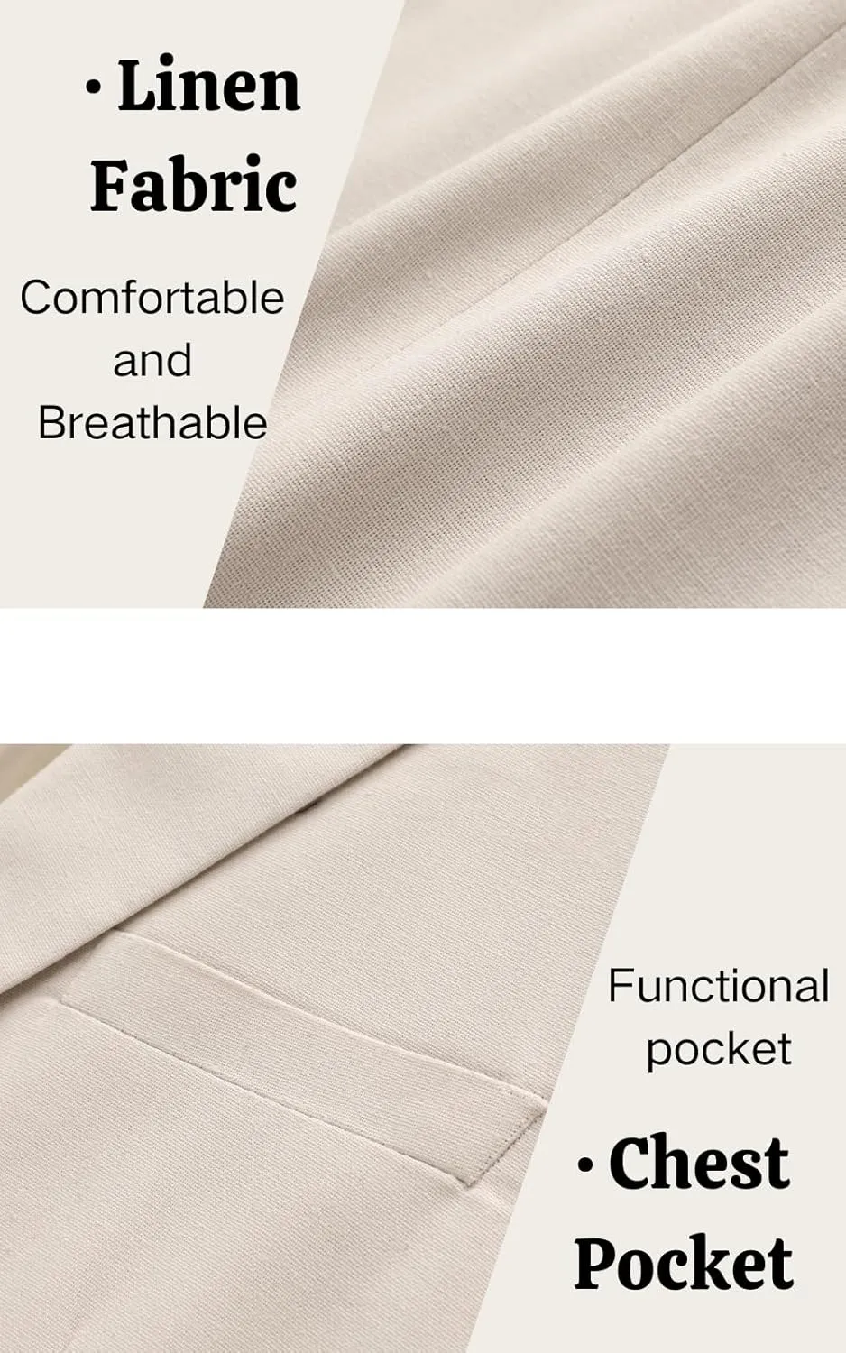 UNINUKOO Linen Suit for Men Summer Wedding 2 Piece Suit Set Peak Lapel Casual Blazer Pants Beach Wear for Men
