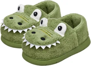 Unisex-Child Plush Faux ?????? Slip on House Slippers Boys Girls Cow ??rocodile Style Indoor Holiday Slippers