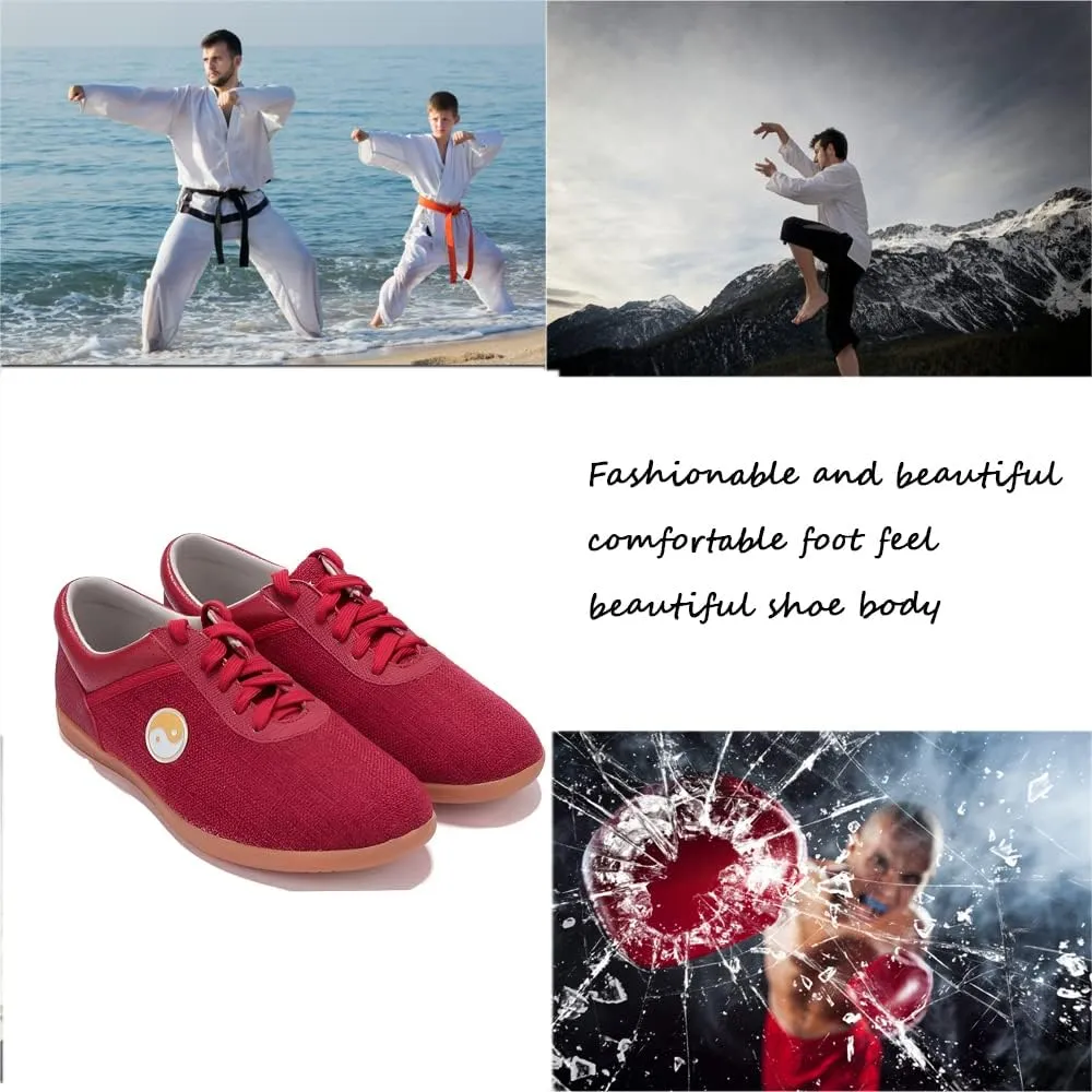 Unisex Martial Art Kung Fu Tai Chi Rubber Shoes,Traditional Kung Fu Tai Chi Wushu Shaolin Qi Gong Beijing Trainer Wing Chun Slipper Sneaker Footwear for Men Women,