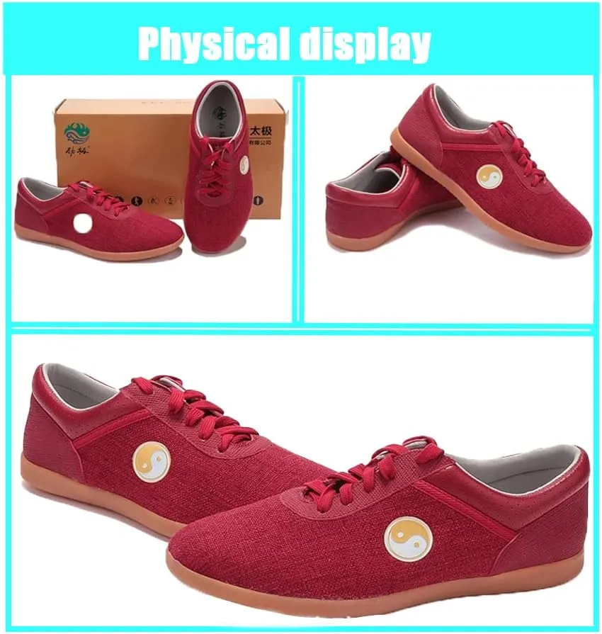 Unisex Martial Art Kung Fu Tai Chi Rubber Shoes,Traditional Kung Fu Tai Chi Wushu Shaolin Qi Gong Beijing Trainer Wing Chun Slipper Sneaker Footwear for Men Women,