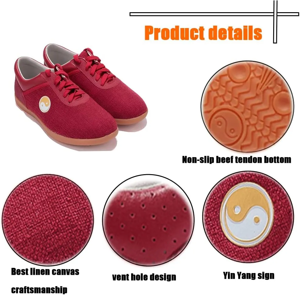 Unisex Martial Art Kung Fu Tai Chi Rubber Shoes,Traditional Kung Fu Tai Chi Wushu Shaolin Qi Gong Beijing Trainer Wing Chun Slipper Sneaker Footwear for Men Women,
