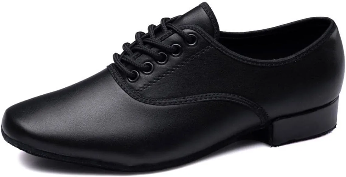VEACAM Dance Shoes for Men, Lace-Up Leather Ballroom Jazz Modern Tango Latin Dancing Training Shoes