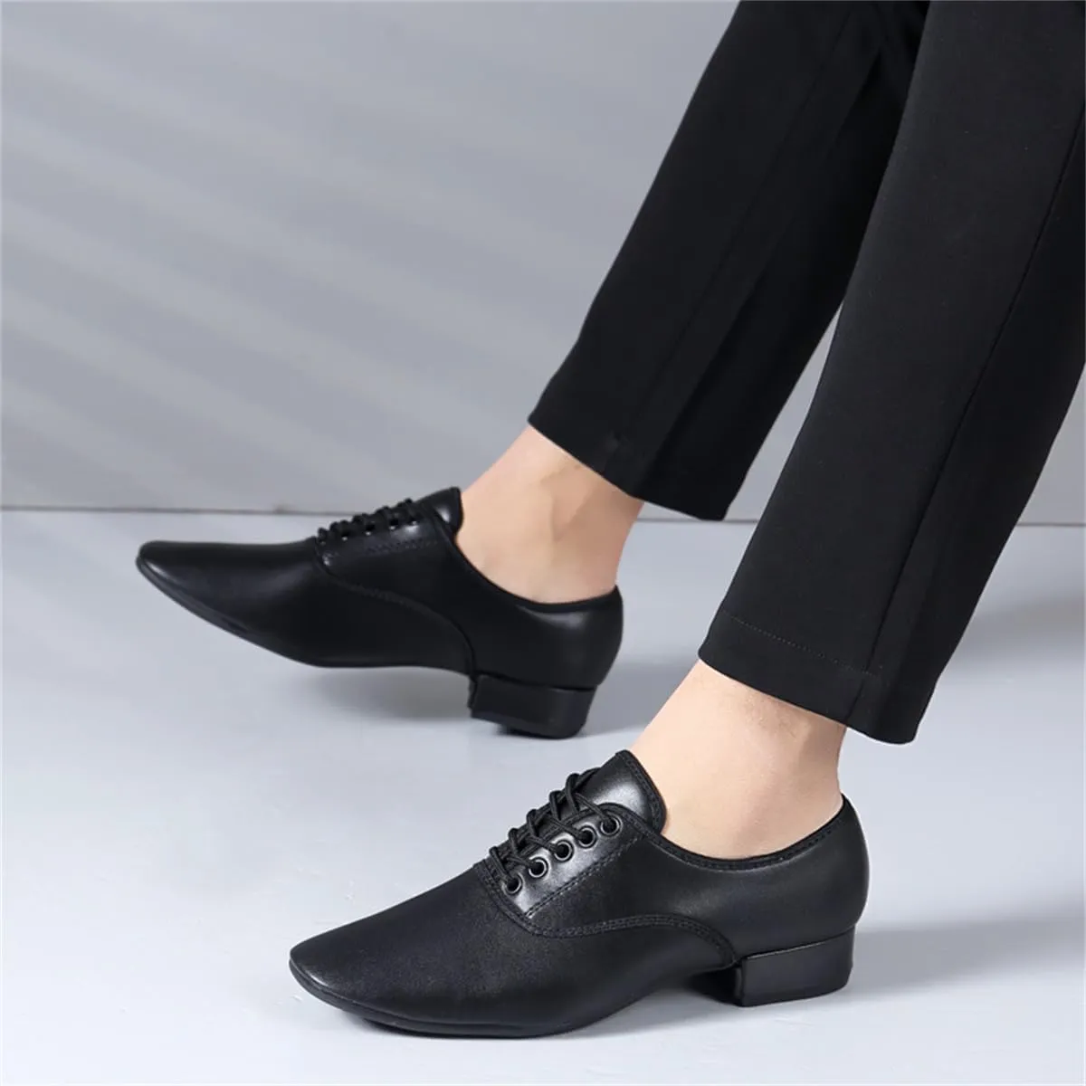 VEACAM Dance Shoes for Men, Lace-Up Leather Ballroom Jazz Modern Tango Latin Dancing Training Shoes