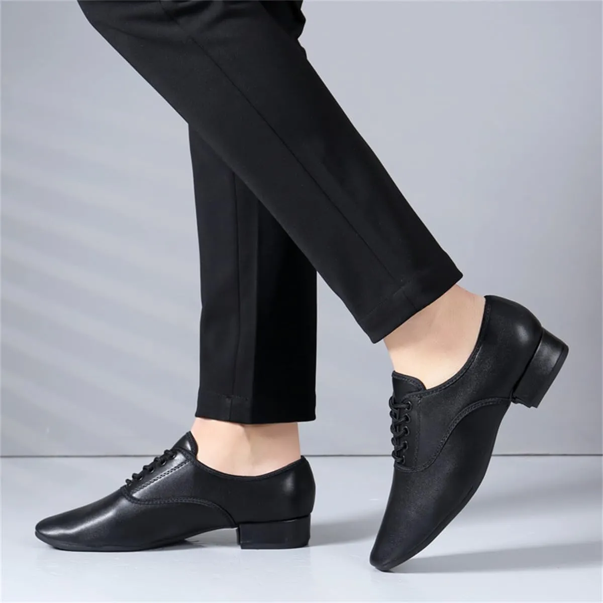VEACAM Dance Shoes for Men, Lace-Up Leather Ballroom Jazz Modern Tango Latin Dancing Training Shoes