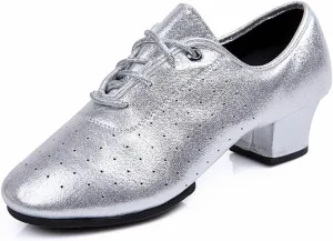 VEACAM Ladies Dance Shoes Breathable Lace-Up Ballroom Heel Professional Latin Jazz Tango Performance Shoes