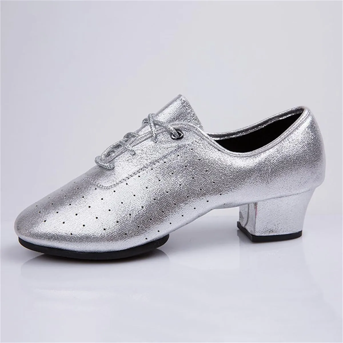 VEACAM Ladies Dance Shoes Breathable Lace-Up Ballroom Heel Professional Latin Jazz Tango Performance Shoes