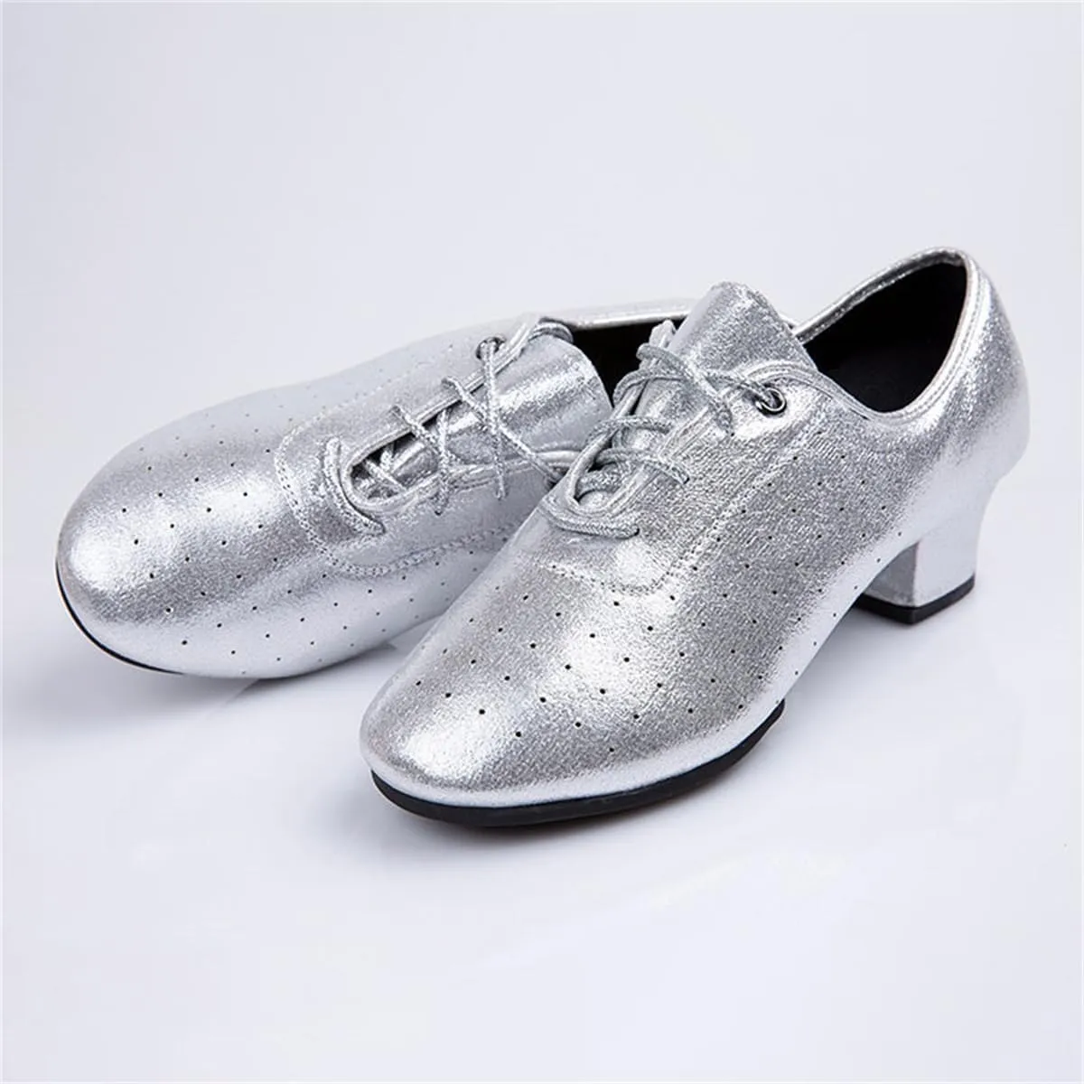 VEACAM Ladies Dance Shoes Breathable Lace-Up Ballroom Heel Professional Latin Jazz Tango Performance Shoes