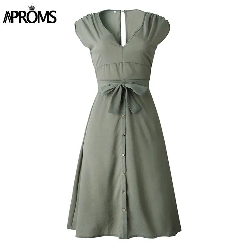 Vintage Striped Print Sleeveless Midi Dress