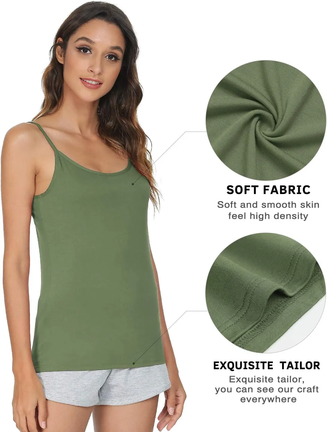Vislivin Women's Basic Solid Camisole Adjustable Spaghetti Strap Tank Top
