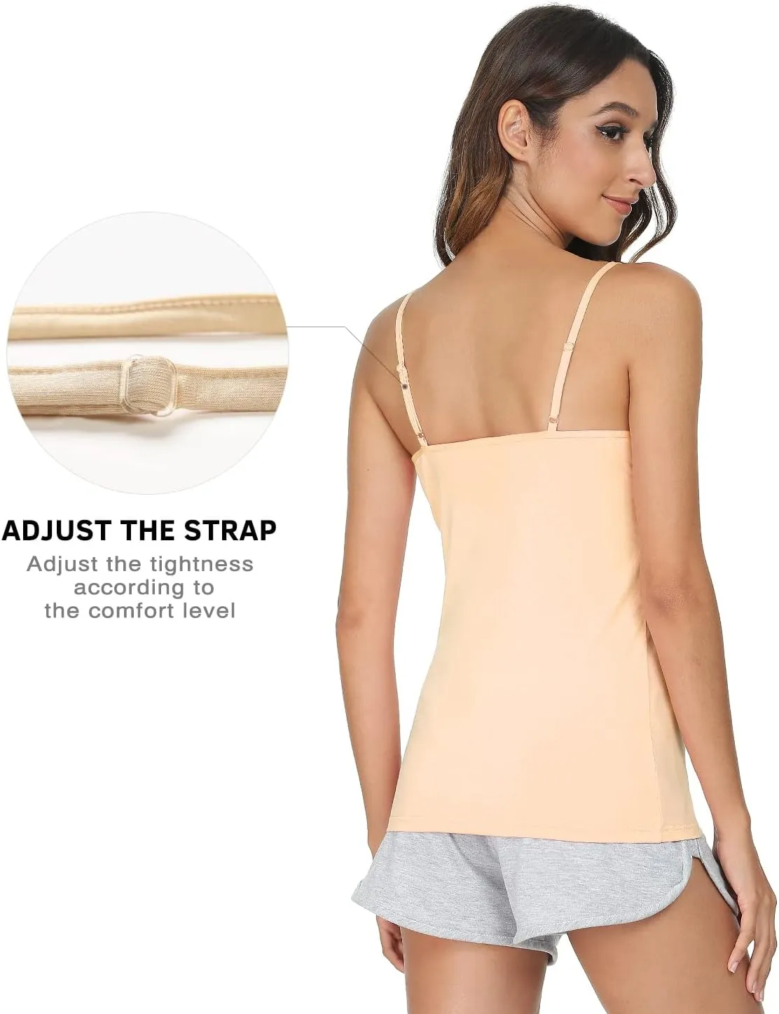 Vislivin Women's Basic Solid Camisole Adjustable Spaghetti Strap Tank Top