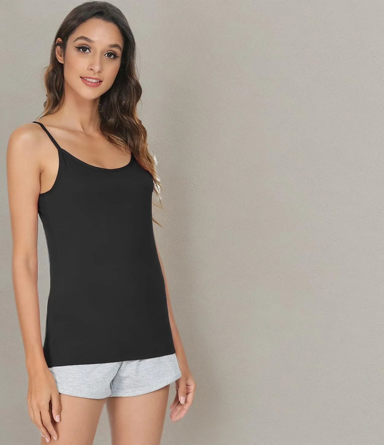 Vislivin Women's Basic Solid Camisole Adjustable Spaghetti Strap Tank Top