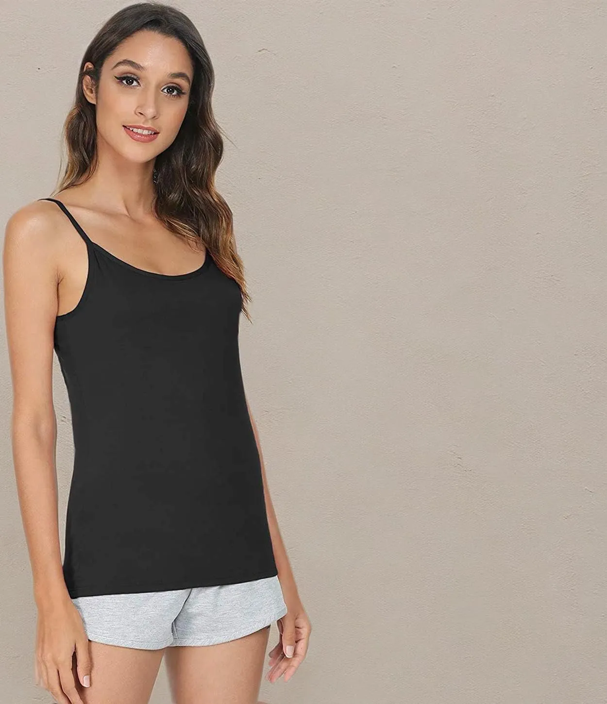 Vislivin Women's Basic Solid Camisole Adjustable Spaghetti Strap Tank Top