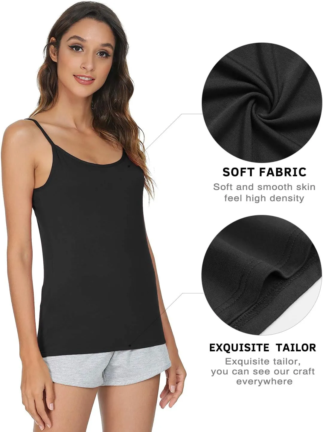 Vislivin Women's Basic Solid Camisole Adjustable Spaghetti Strap Tank Top