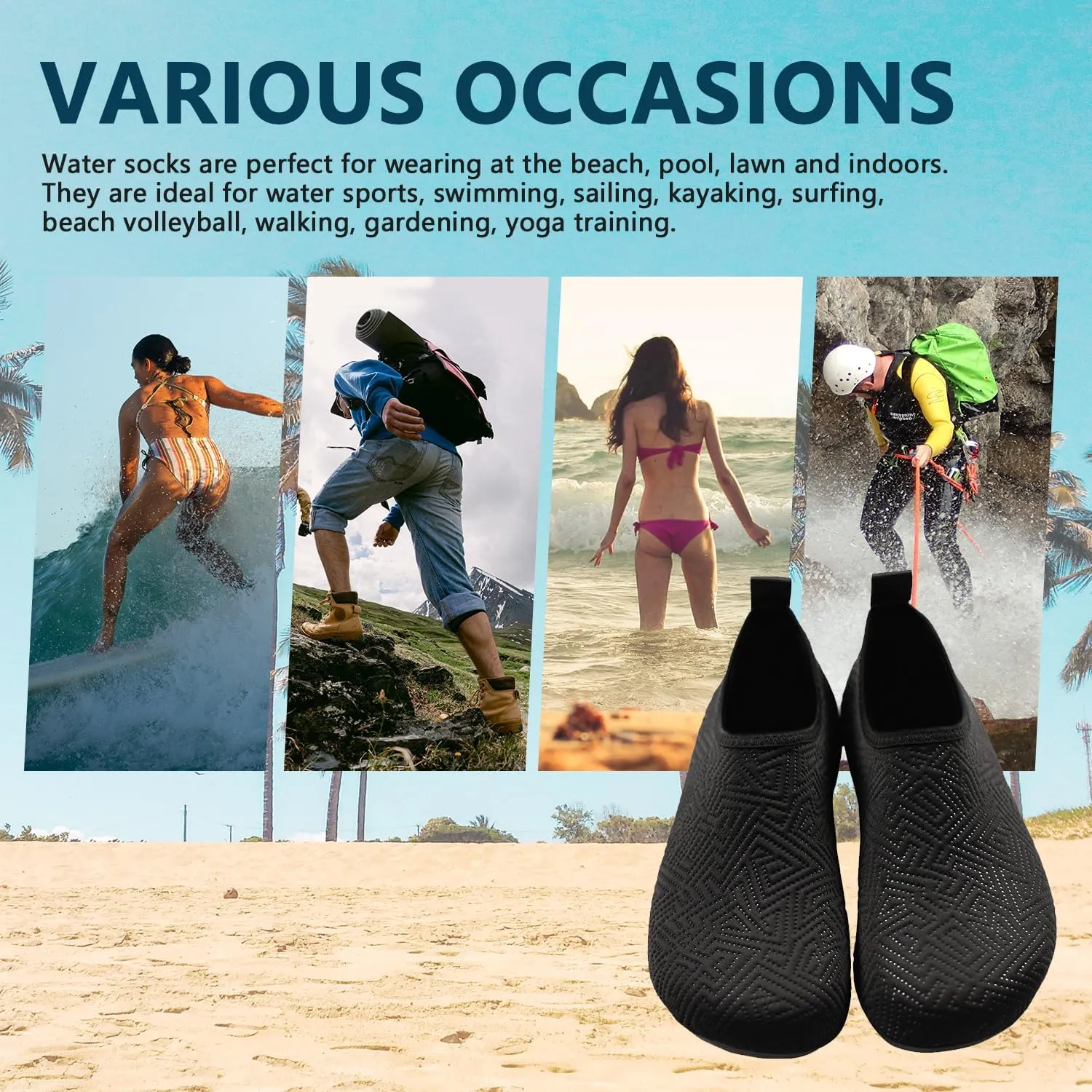 Water Shoes for Women Men Swim Barefoot Quick-Dry Adult Aqua Socks Non Slip Yoga Shoes Pool Camping Beach Accessories