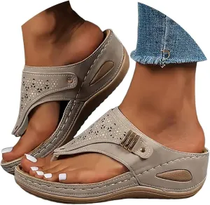 Wedge Sandals for Women 2025 Orthopedic Wide Width Platform Sandal Arch Support Wedges Flip Flops, Summer Comfortable Dressy Walking Non Slip Casual Beach Slippers