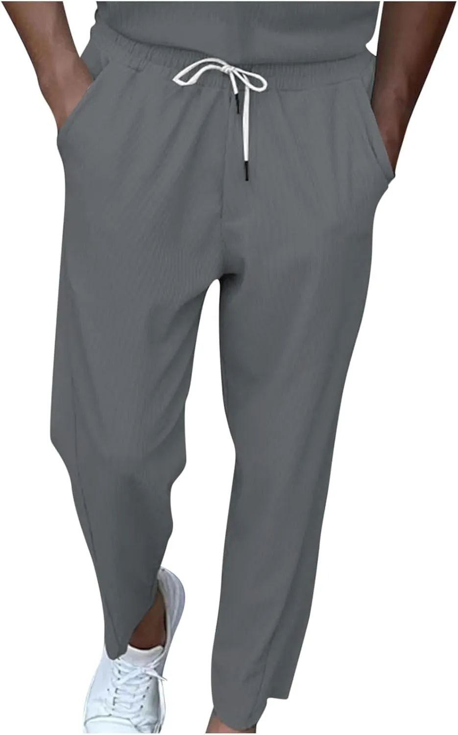 Wide Leg Pants Mens Lounge Solid Colour Pants Baggy Corduroy Pants Slant Pocket Tie Front Pants Flex Sport Pants