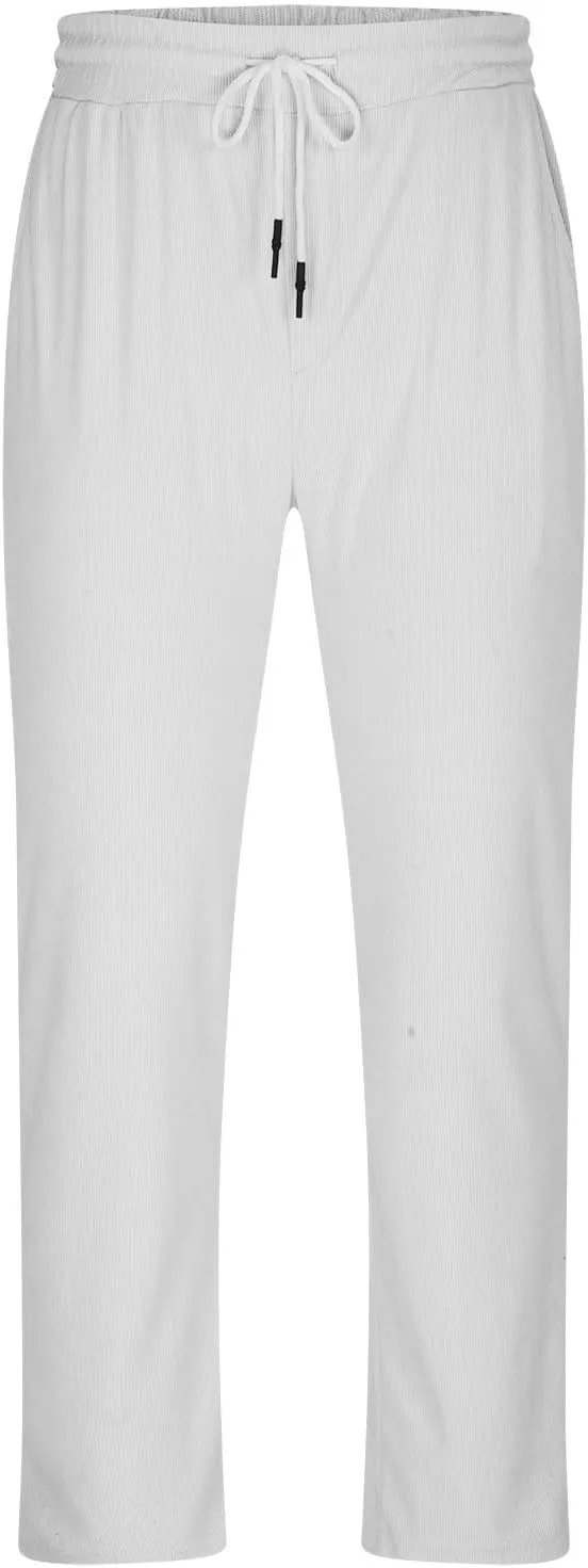 Wide Leg Pants Mens Lounge Solid Colour Pants Baggy Corduroy Pants Slant Pocket Tie Front Pants Flex Sport Pants