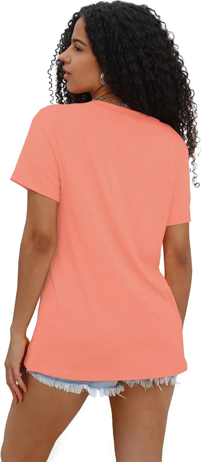 WIHOLL Summer Tops for Women Scoop Neck Basic Tees Short Sleeve Casual T-Shirts Loose Fit