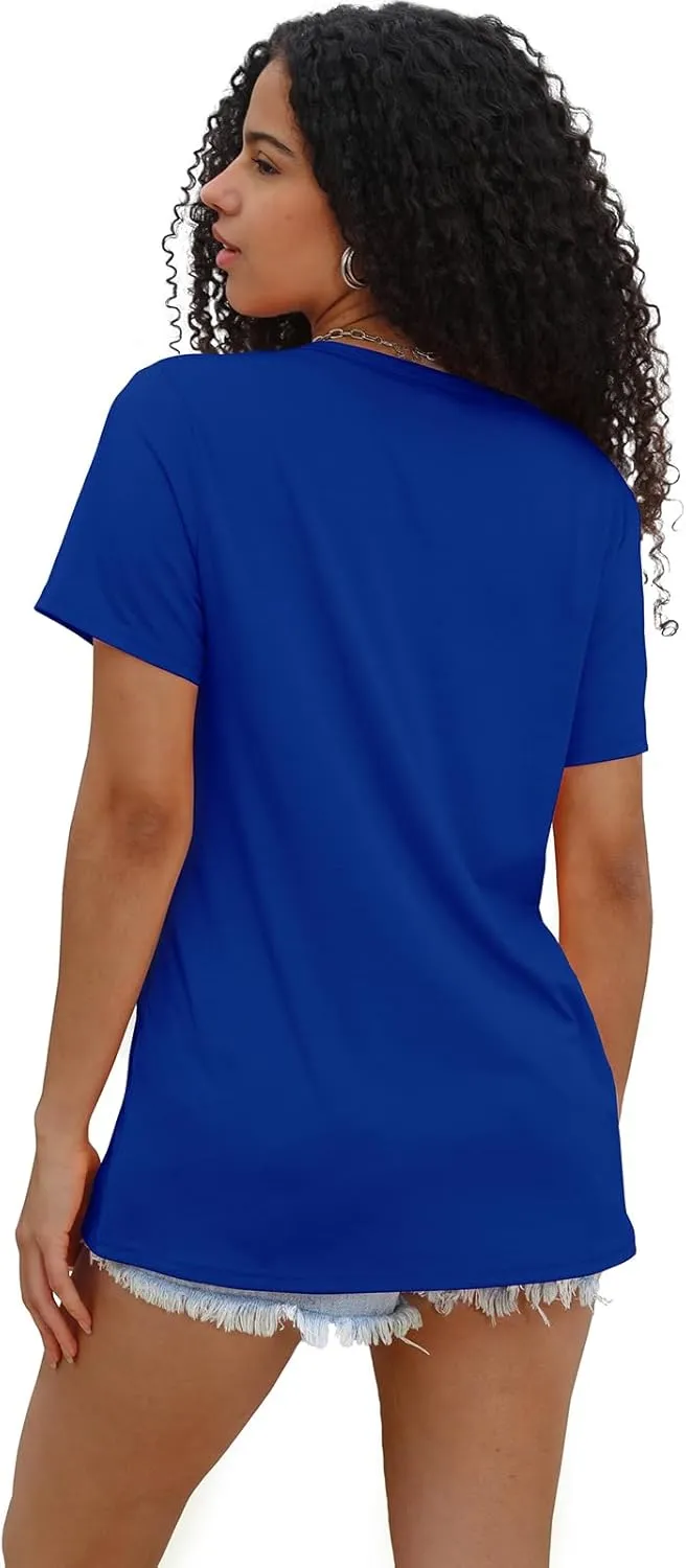 WIHOLL Summer Tops for Women Scoop Neck Basic Tees Short Sleeve Casual T-Shirts Loose Fit