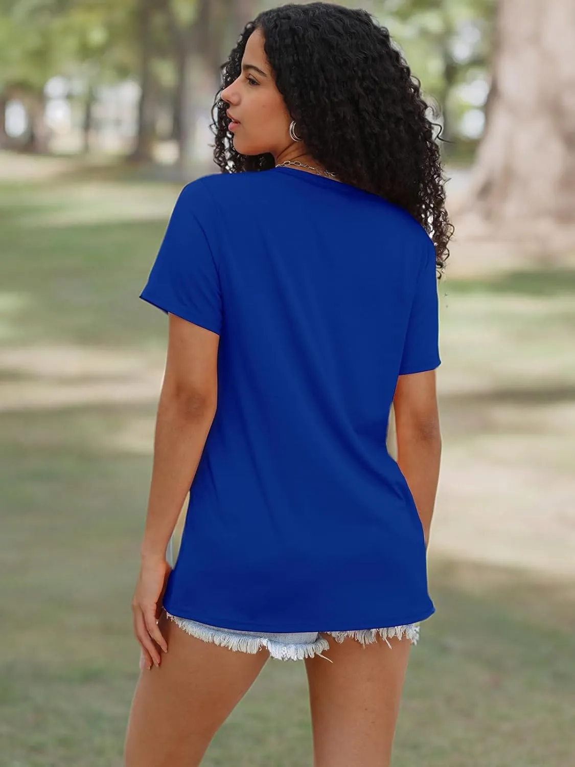 WIHOLL Summer Tops for Women Scoop Neck Basic Tees Short Sleeve Casual T-Shirts Loose Fit