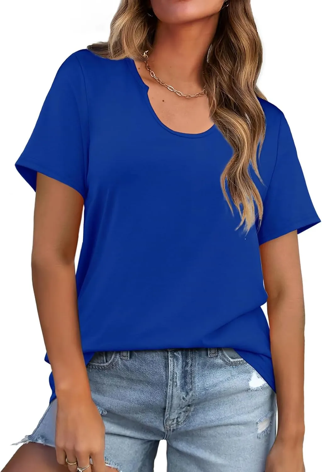 WIHOLL Summer Tops for Women Scoop Neck Basic Tees Short Sleeve Casual T-Shirts Loose Fit