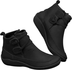 Winter Boots for Women Ankle Black Suede Booties Ladies Hiking Boots Ankle Bootie for Women with Heel Keep Warm Flat Bottom Chunky Low Heel Classic Pointed Toe