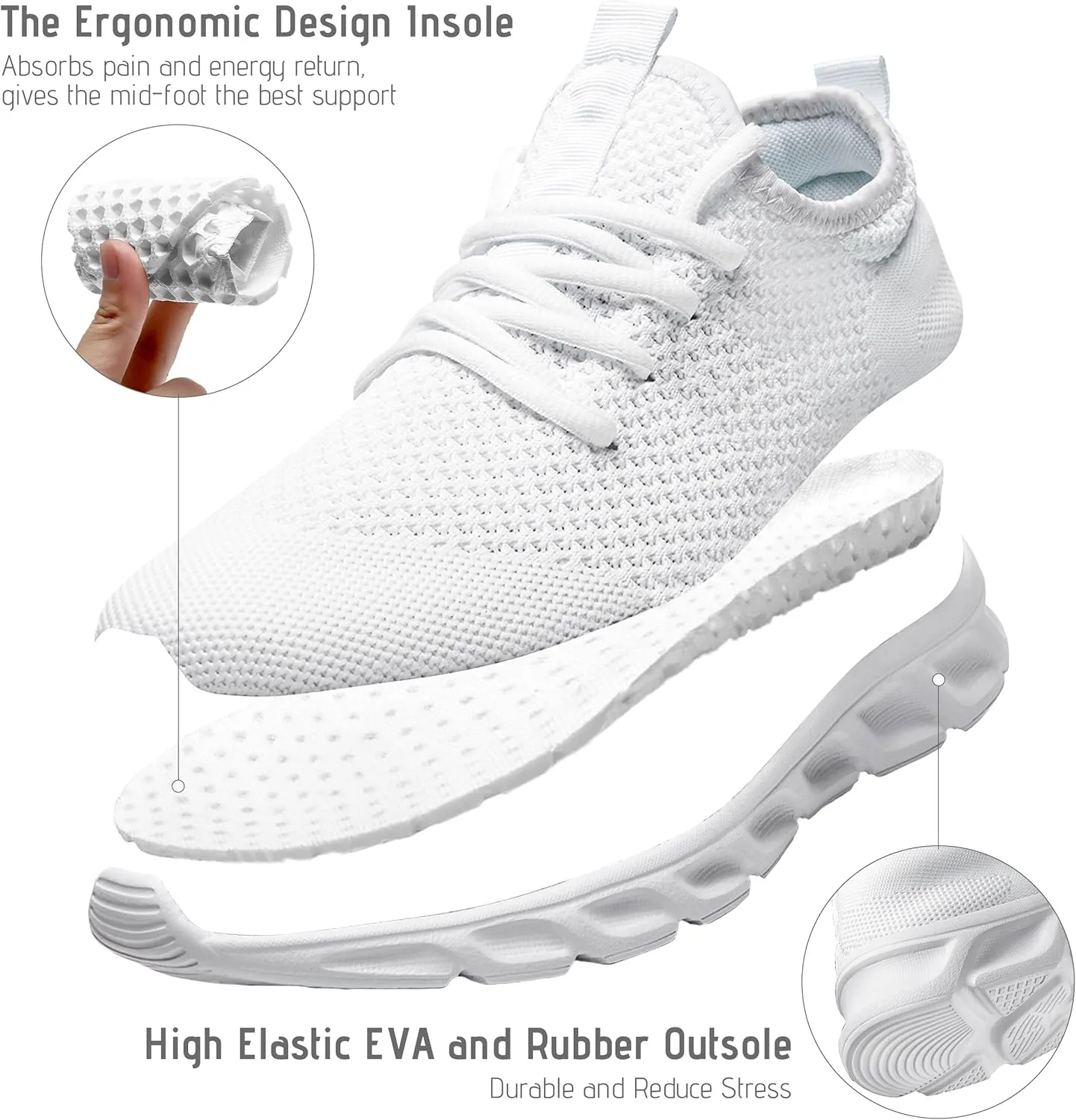 Women & Mens Running Shoes Tennis Walking Gym Lightweight Workout Slip on Athletic Fashion Sneakers Breathable Sport Jogging Hiking Casual Shoe
