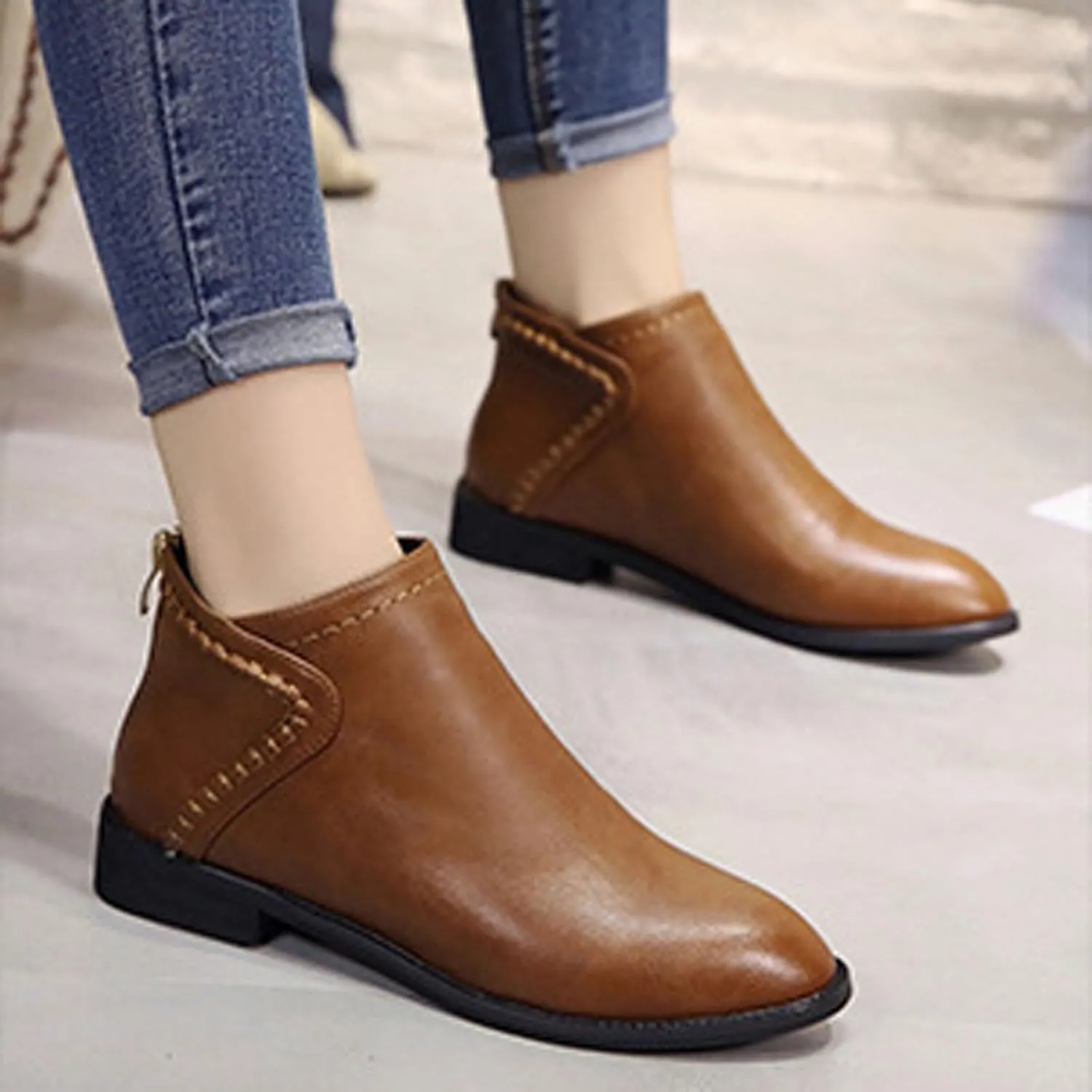 Women Ankle Boots Flat Booties for Women Arch Support Boots for Women Non Slip Boots for Women Womens Ankle Boots Flat Low Heel Booties White Ankle Cowgirl Boots for Women