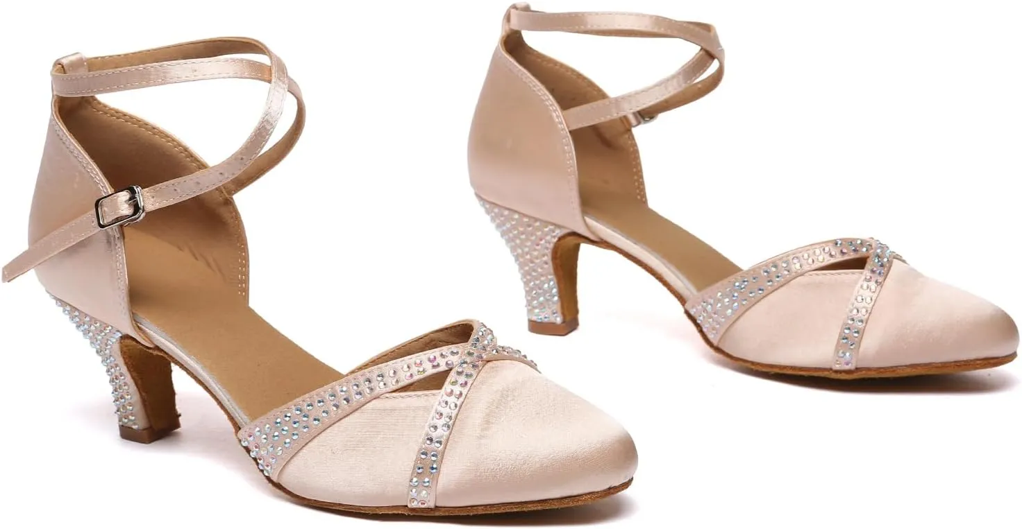 Women Ballroom Dance Shoes Closed Toe Waltz Modern Dancing Shoes Latin Salsa Performance Party, Model YC-D51