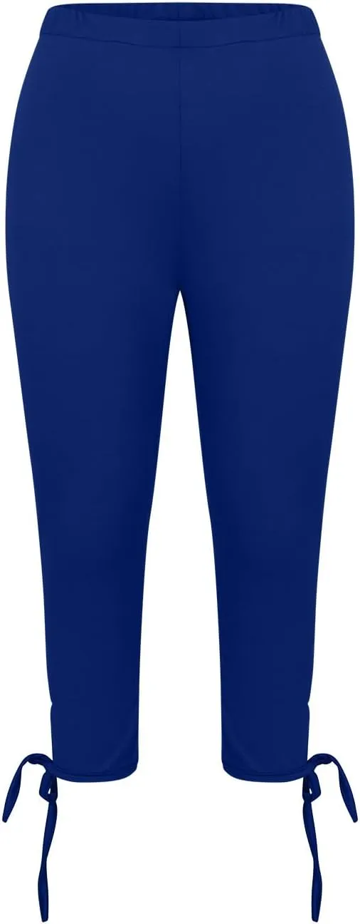 Women Bow Trouser Legs Capri Trousers Ladies Knee Length Shorts Cropped Capris Yoga Gym Pants Three Quarter Half Pant