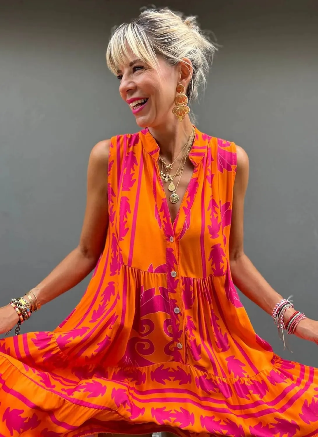 Women Casual Loose Sundress Sleeveless Pleated Beach Shirt Dress Print Mini Dress Travel Vacation 2025 Summer Outfits