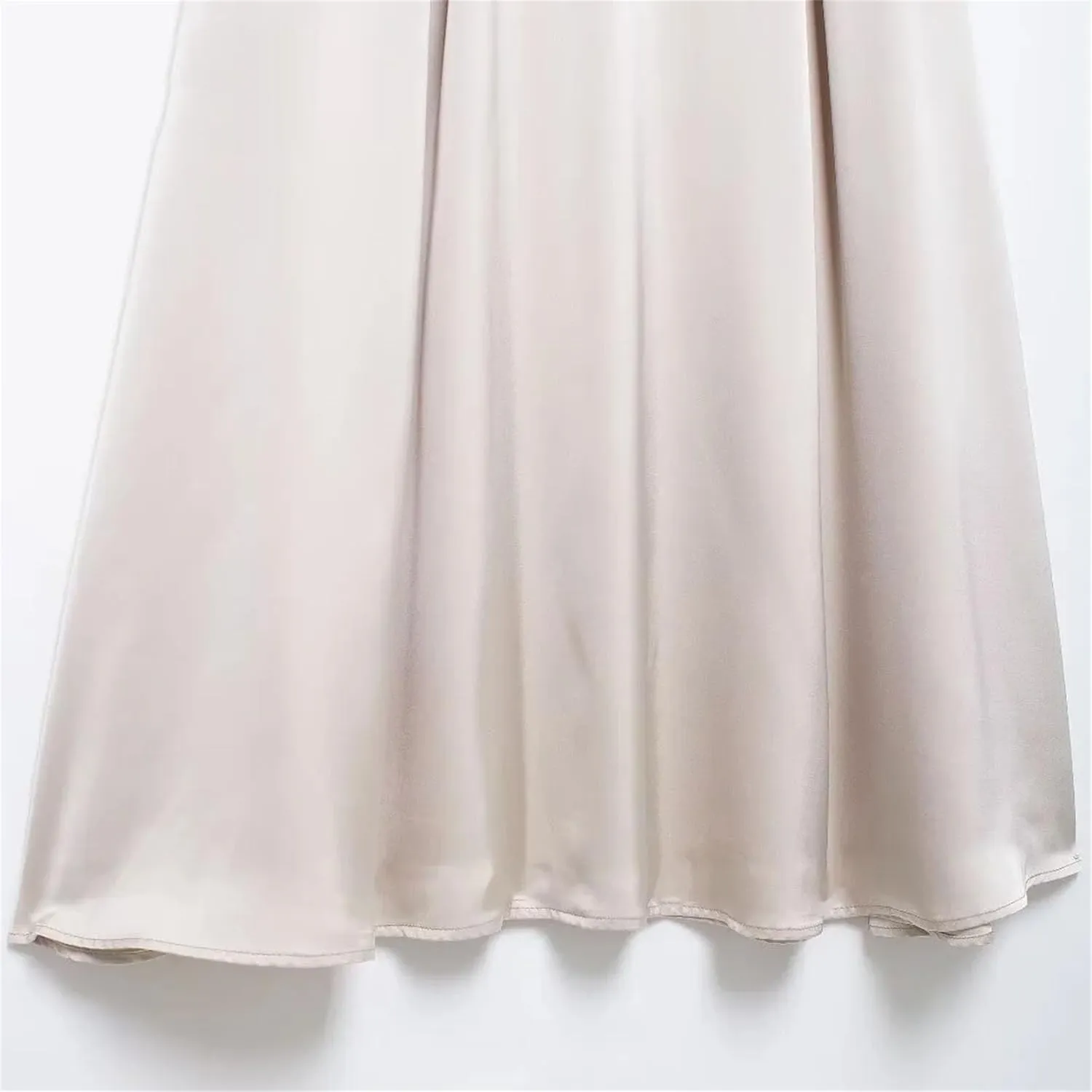 Women High Waist Solid Midi Skirt Female Fashion Pleated Side Zipper A-Line Long Skirt
