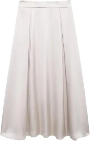 Women High Waist Solid Midi Skirt Female Fashion Pleated Side Zipper A-Line Long Skirt