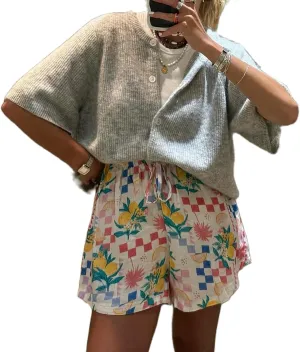 Women Knitted Cropped Cardigan Sweater Short Sleeve Button Down Y2k Top
