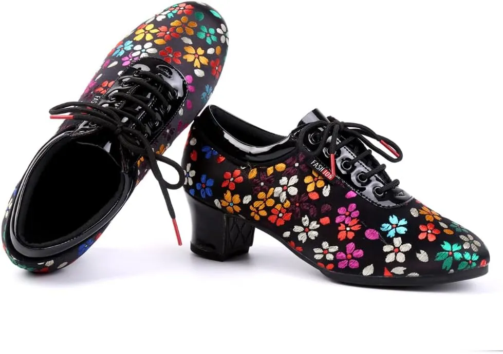 Women Latin Ballroom Dance Shoes Lace up Modern Performence Latin Salsa Practice Dance Shoes,Model 601